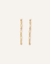 14ct Gold-Plated Sparkle Long Chain Earrings, , large