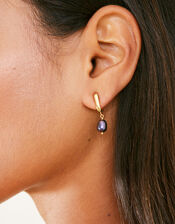 14ct Gold-Plated Pearl Huggie Hoops, , large
