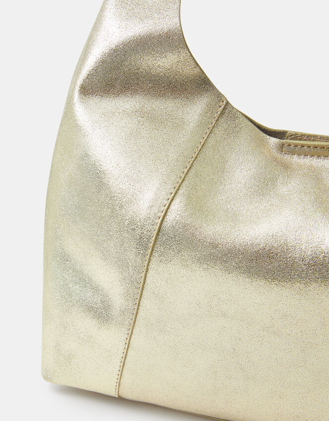 Slouchy Metallic Suede Shoulder Bag, , large