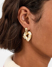 Checkered Heart Drop Earrings, , large