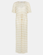 Crochet Maxi Kaftan Dress, White (WHITE), large