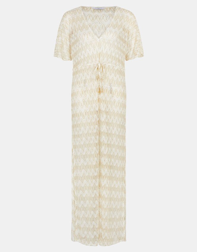 Crochet Maxi Kaftan Dress, White (WHITE), large