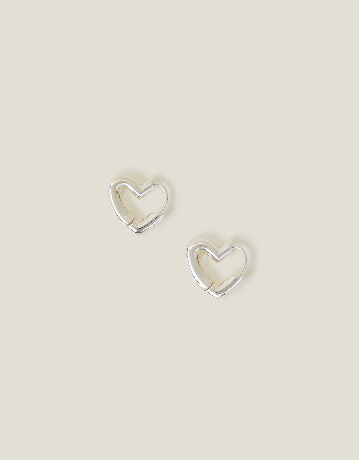 Small silver shop heart hoop earrings
