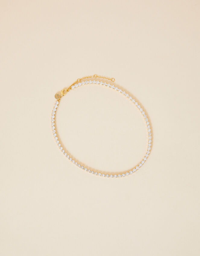 Gold-Plated Sparkle Tennis Necklace, , large
