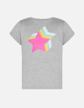 Girls Rainbow Shooting Star T-Shirt, Grey (GREY), large