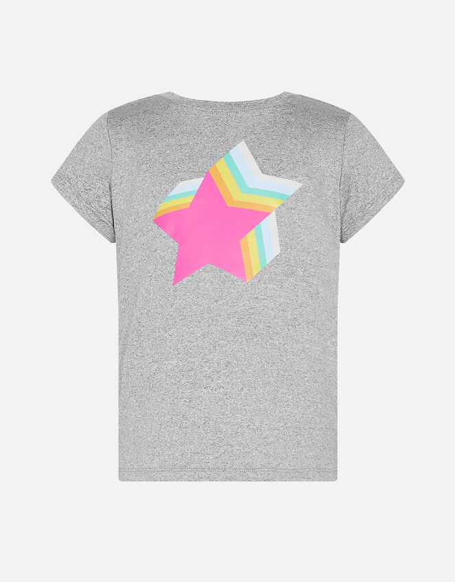 Girls Rainbow Shooting Star T-Shirt, Grey (GREY), large