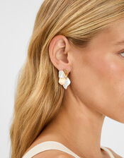 Mixed Metal Flower Stud Earrings, , large