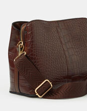 Faux Croc Crossbody Bag, , large
