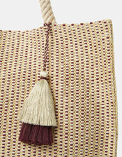 Stripe Woven Beach Bag, , large