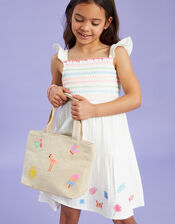 Girls Embroidered Shopper Bag, , large