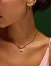 Stainless Steel Oval Pendant Necklace, , large