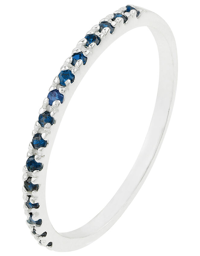 Sterling Silver Eternity Band Ring, Blue (BLUE), large