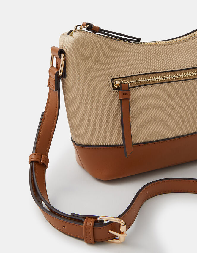 Two Tone Canvas Crossbody Bag, , large