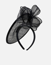 Hannah Bow Oval Disc Fascinator, Black (BLACK), large