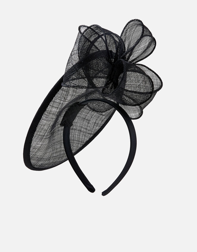 Hannah Bow Oval Disc Fascinator, Black (BLACK), large