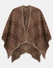 Check Print Knit Poncho, , large