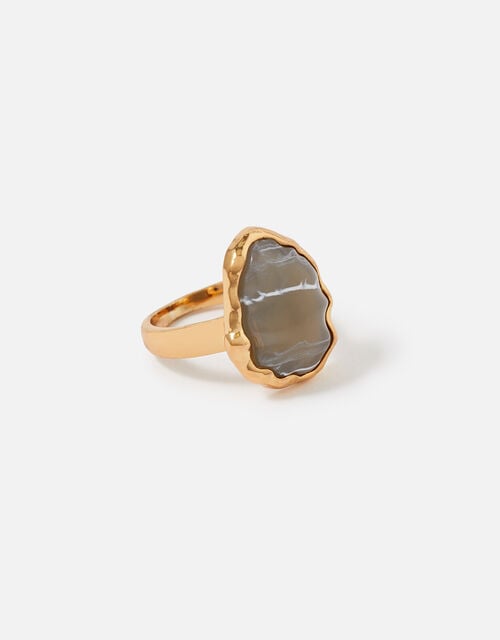 Country Retreat Encased Stone Ring, Grey (GREY), large