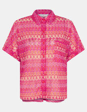 Short Sleeve Crochet Shirt, Multi (BRIGHTS MULTI), large