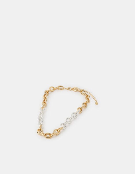 Two-Tone Chunky Link Chain Necklace, , large