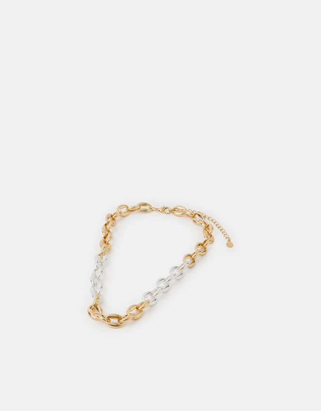 Two-Tone Chunky Link Chain Necklace, , large