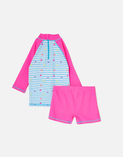 Girls Heart Print Sunsafe Two-Piece Swimsuit, Multi (BRIGHTS-MULTI), large