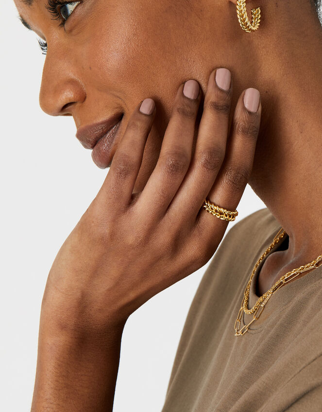 Gold-Plated Stacked Braided Ring, Gold (GOLD), large