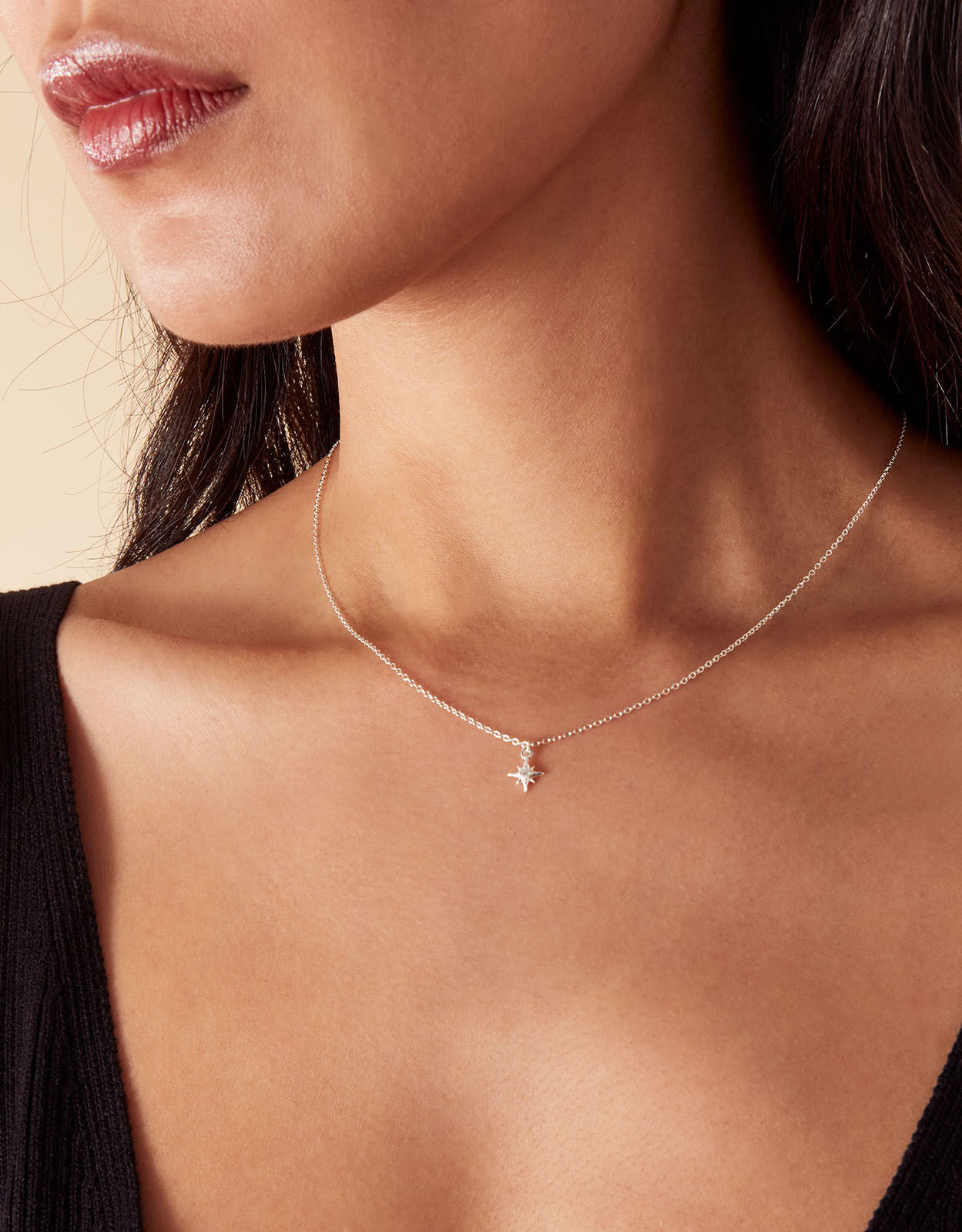 Recycled Sterling Silver Sparkle Star Pendant Necklace