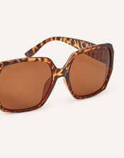 Mottled Oversized Hexagon Sunglasses, , large