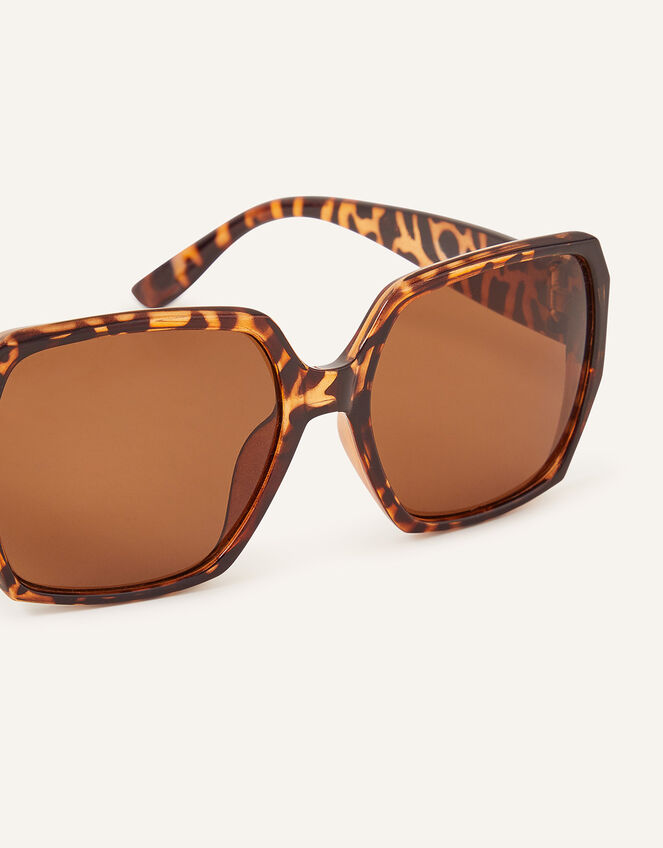 Mottled Oversized Hexagon Sunglasses, , large