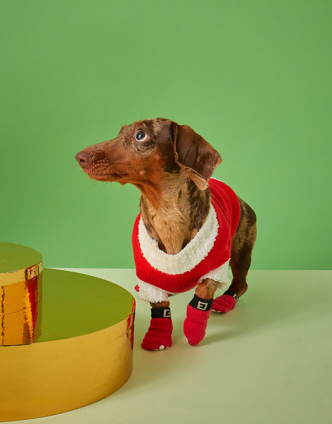 Santa Dog Booties, Red (RED), large