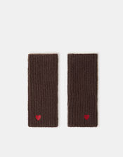 Heart Embroidered Fingerless Gloves, , large