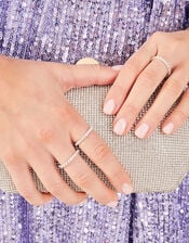 Crystal Sparkle Rings Set of Three, White (CRYSTAL), large