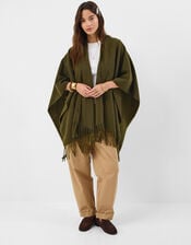 Fringe Knit Poncho, , large
