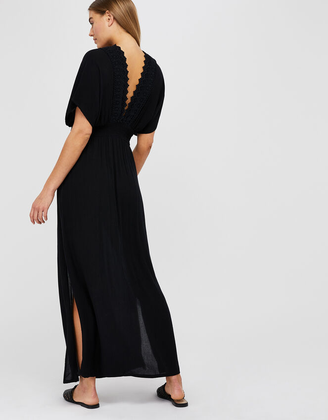 Lace Insert Maxi Dress, Black (BLACK), large