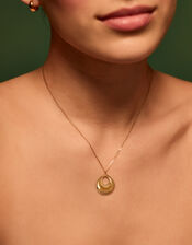 Stainless Steel Open Circle Pendant Necklace, , large