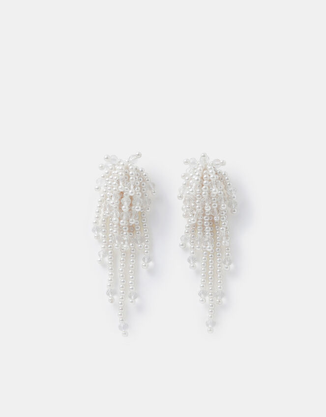 Statement Pearl Bead Drop Earrings, , large