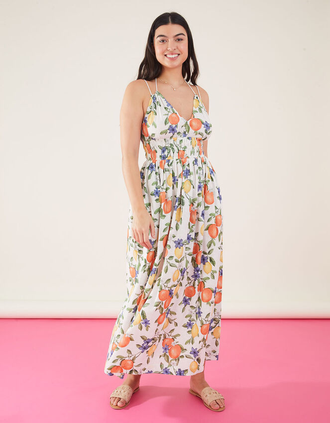 Lemon and Orange Strappy Sundress, Ivory (IVORY), large