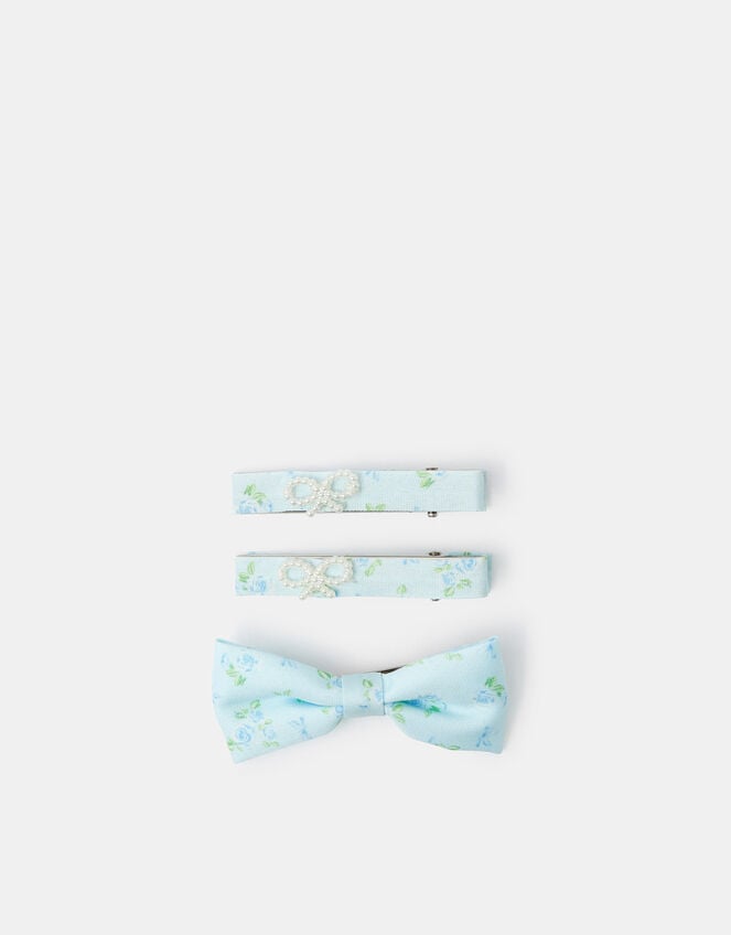 3-Pack Girls Floral Hair Clips Set, , large