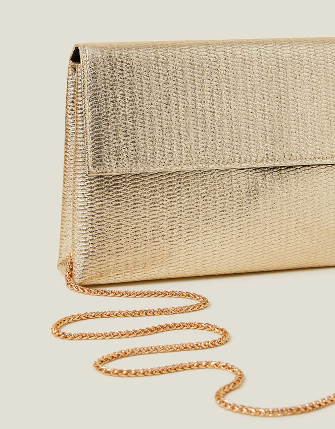 Metallic Fold-Over Clutch Bag, Gold (GOLD), large