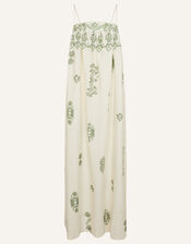 Ornamental Print Open Tie Back Maxi Dress, Ivory (IVORY), large