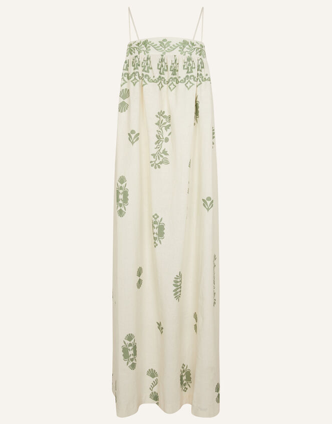 Ornamental Print Open Tie Back Maxi Dress, Ivory (IVORY), large