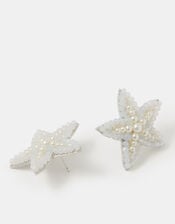 Beaded Starfish Statement Stud Earrings, , large