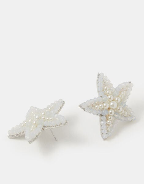 Beaded Starfish Statement Stud Earrings, , large