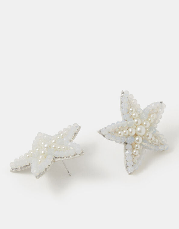Beaded Starfish Statement Stud Earrings, , large