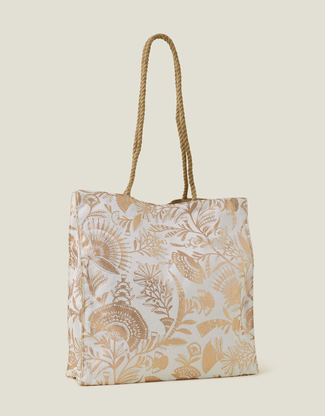 Metallic Jute Shopper Bag, , large