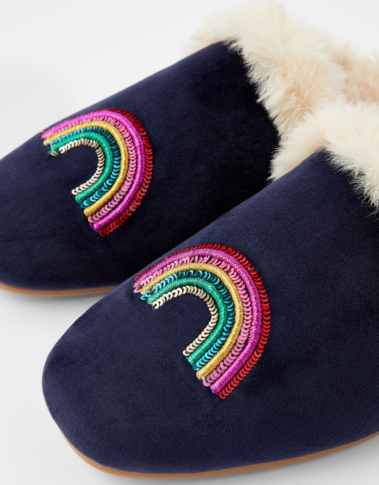 Sequin Rainbow Mule Slippers Blue Slippers Accessorize UK