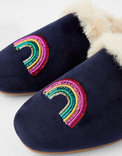 Sequin Rainbow Mule Slippers, Blue (NAVY), large