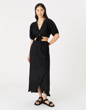Tie Front Co-ord Top, Black (BLACK), large