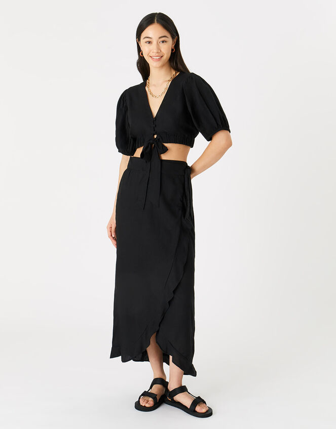 Tie Front Co-ord Top, Black (BLACK), large