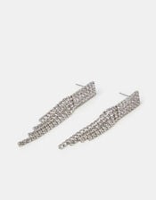 Cascading Crystal Drop Earrings, Silver (SILVER), large